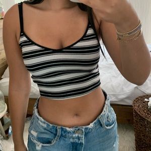 Striped Forever 21 Cropped Tank Top
